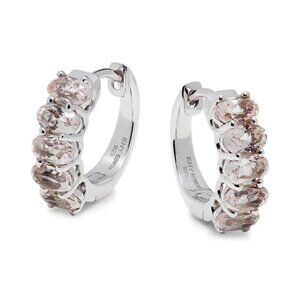 NEW IN BOX Sterling Silver Morganite Huggie Earrings - Effy - Sold out at Saks!